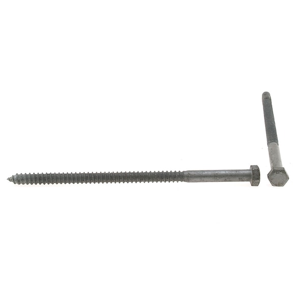 Hex Lag Screw 1/2in X 10in A307 Grade A Hot Dip Galvanized Steel 10PK